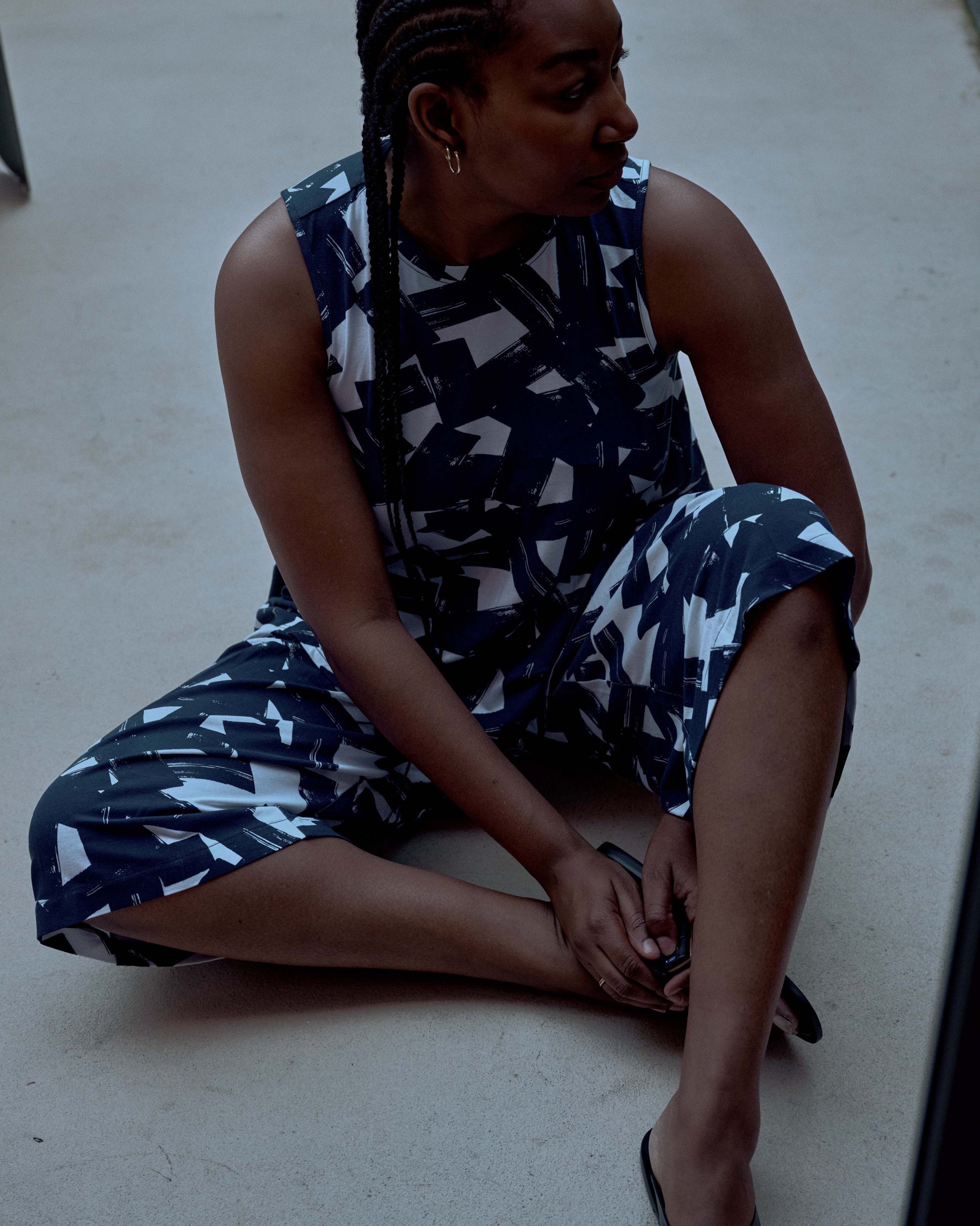 Lotti Jersey Culottes - Navy Santiago Print | Plus Size & Straight Size Women's Fashion | Universal Standard