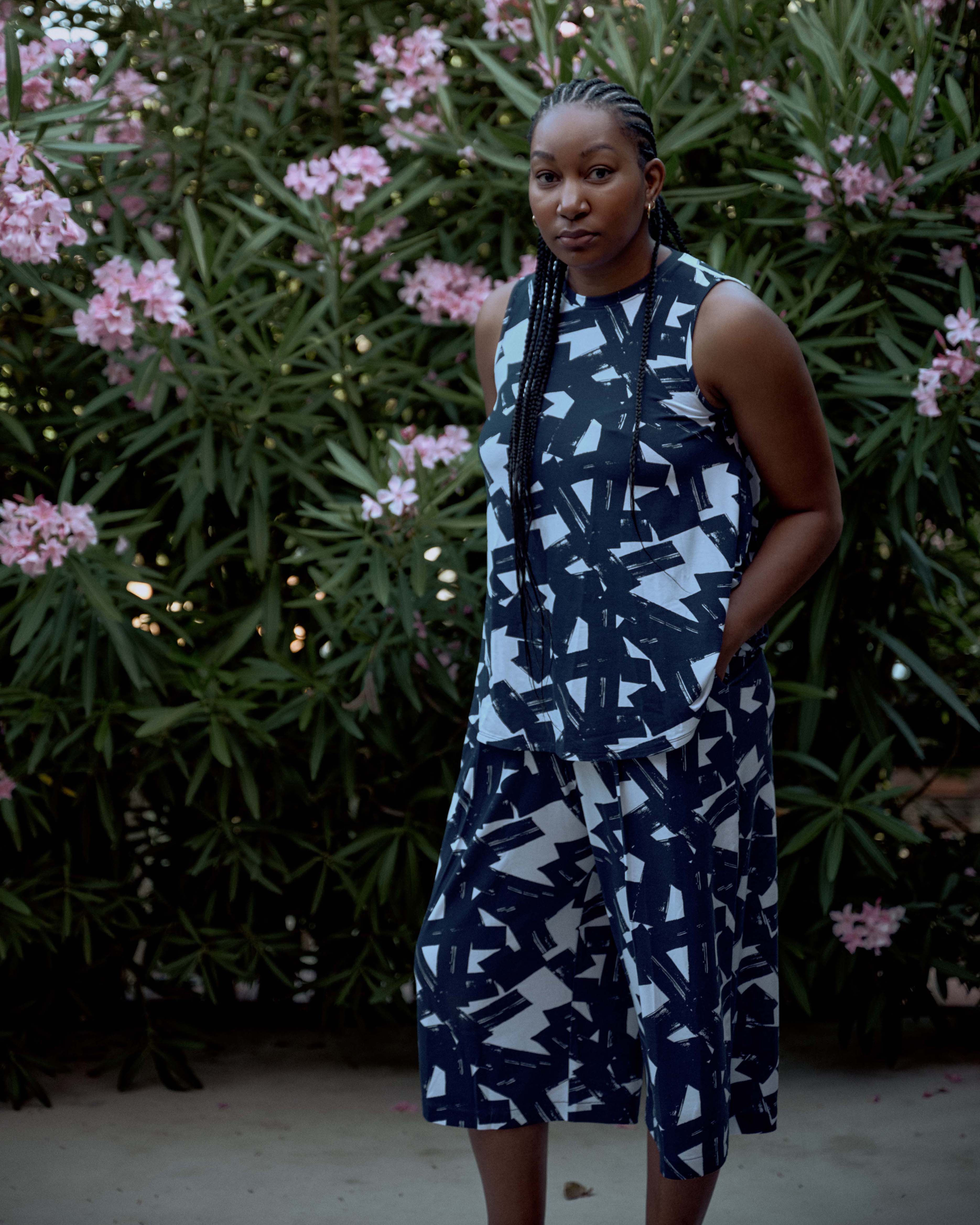 Lotti Jersey Culottes - Navy Santiago Print | Plus Size & Straight Size Women's Fashion | Universal Standard