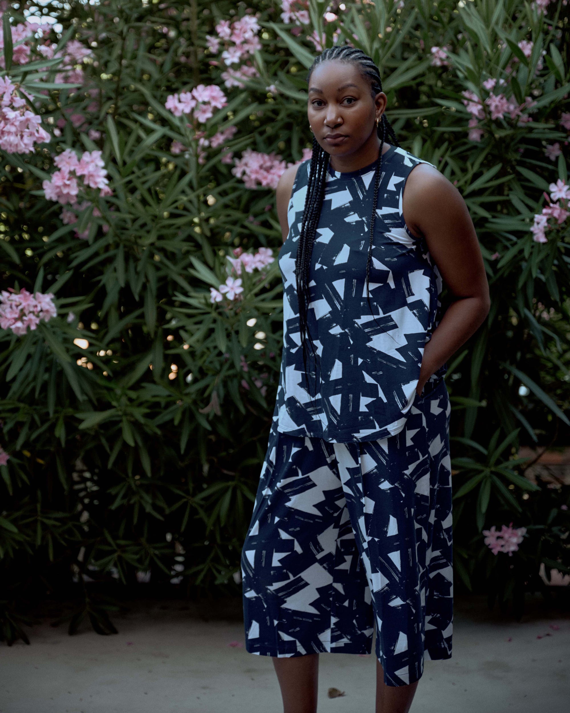 Lotti Jersey Culottes - Navy Santiago Print | Plus Size & Straight Size Women's Fashion | Universal Standard