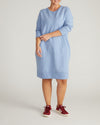 Woman wearing Bree Sweatshirt Dress - Graceful Blue from Universal Standard