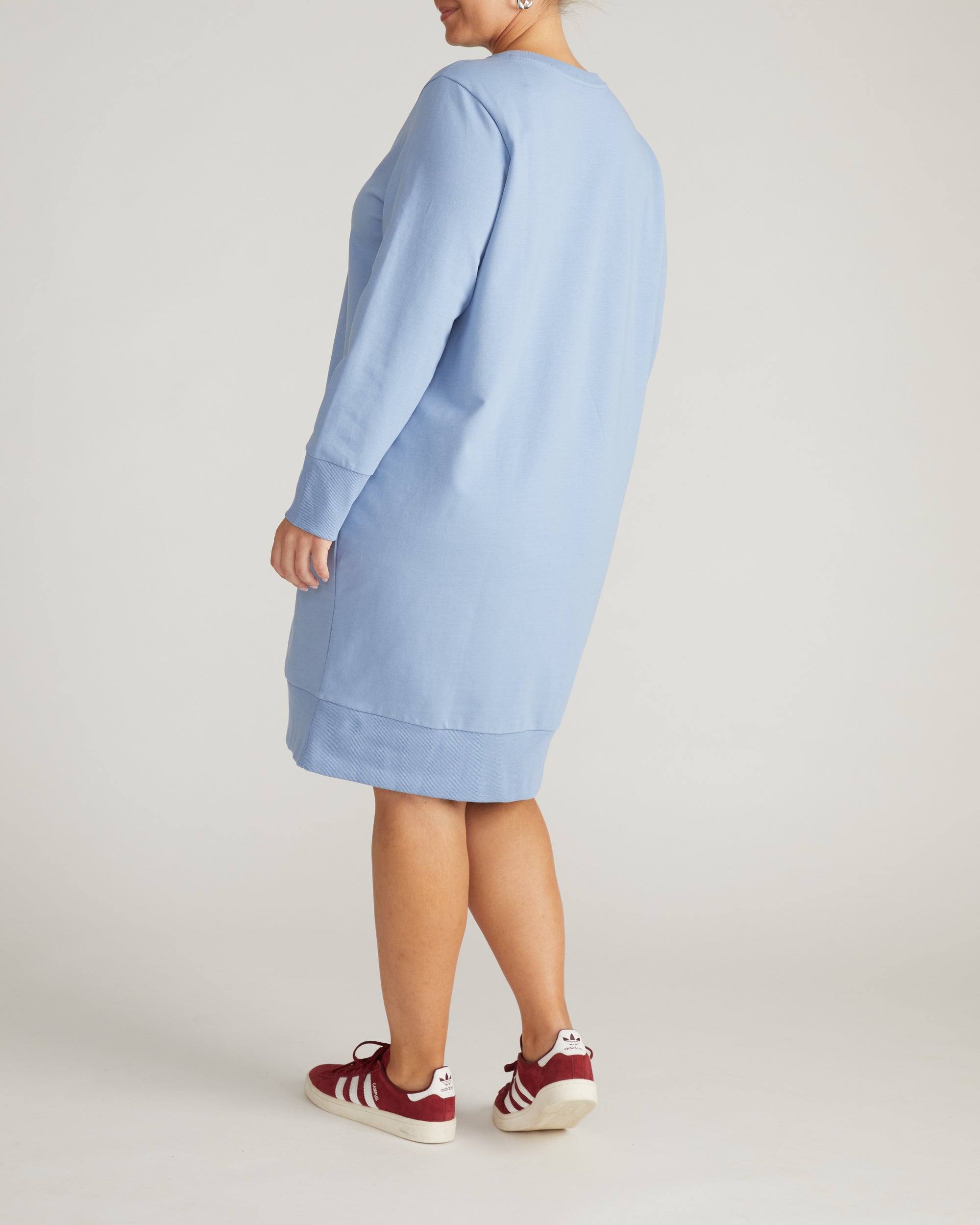 Woman wearing Bree Sweatshirt Dress - Graceful Blue from Universal Standard