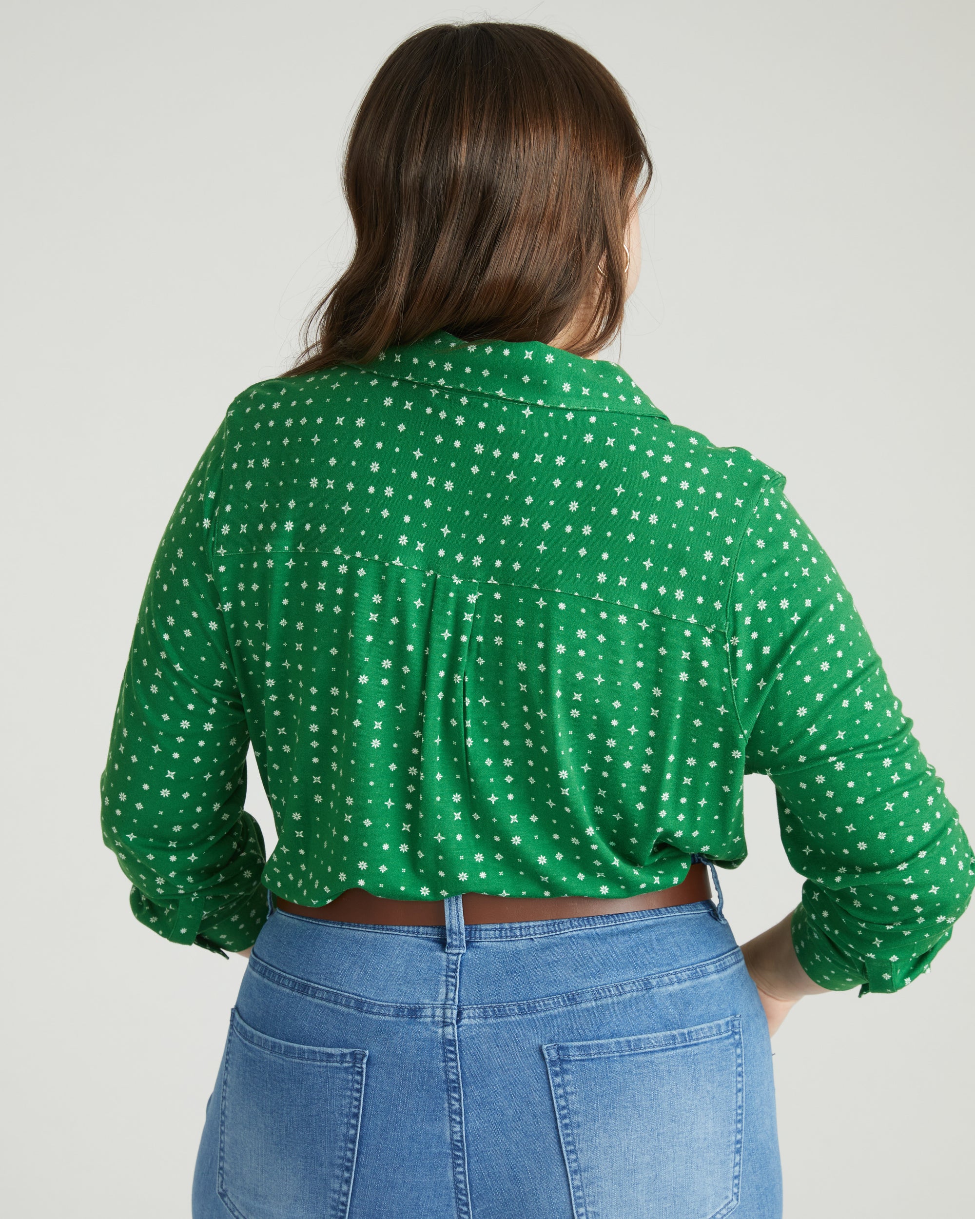 Elbe Popover Liquid Jersey Shirt Classic Fit - Galactic Print in Green