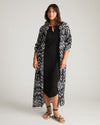 Nailah Button Down Tunic - Indigo Waterfall Print