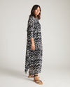 Nailah Button Down Tunic - Indigo Waterfall Print