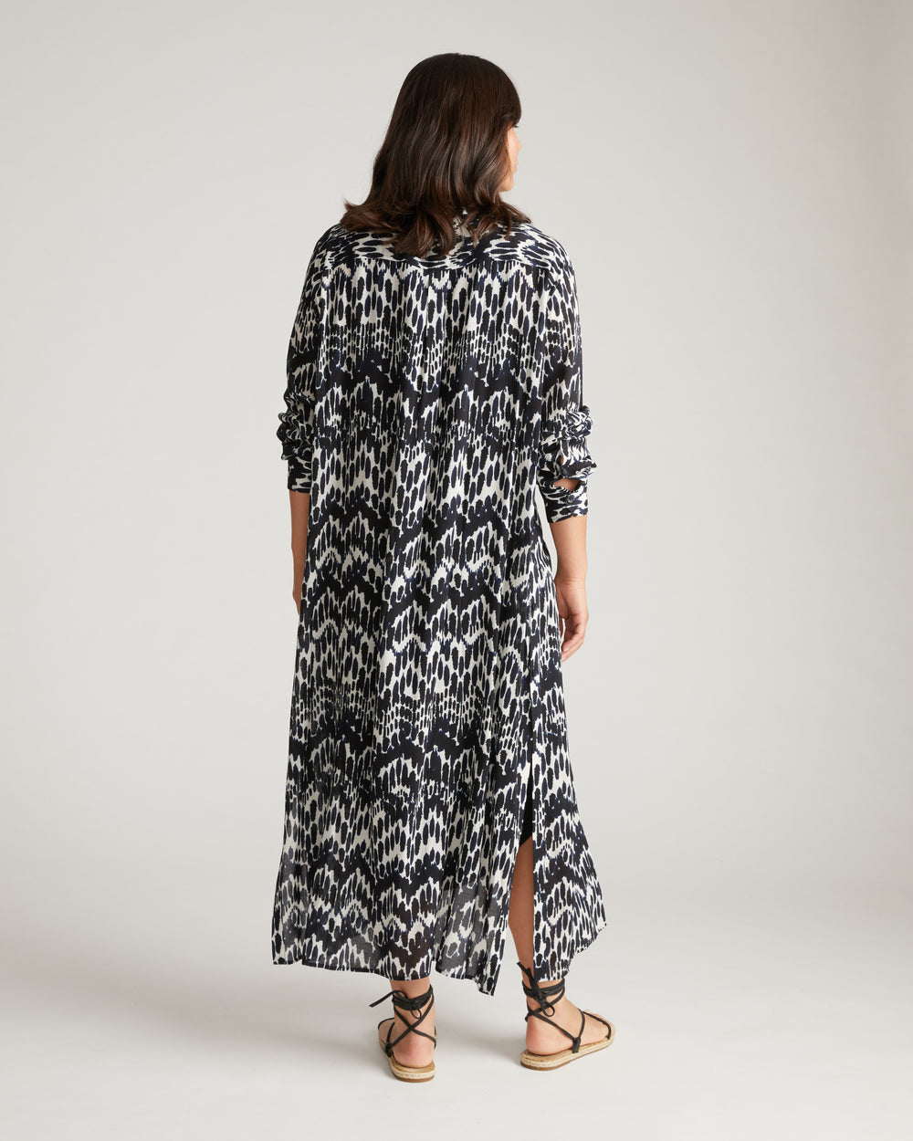 Nailah Button Down Tunic - Indigo Waterfall Print