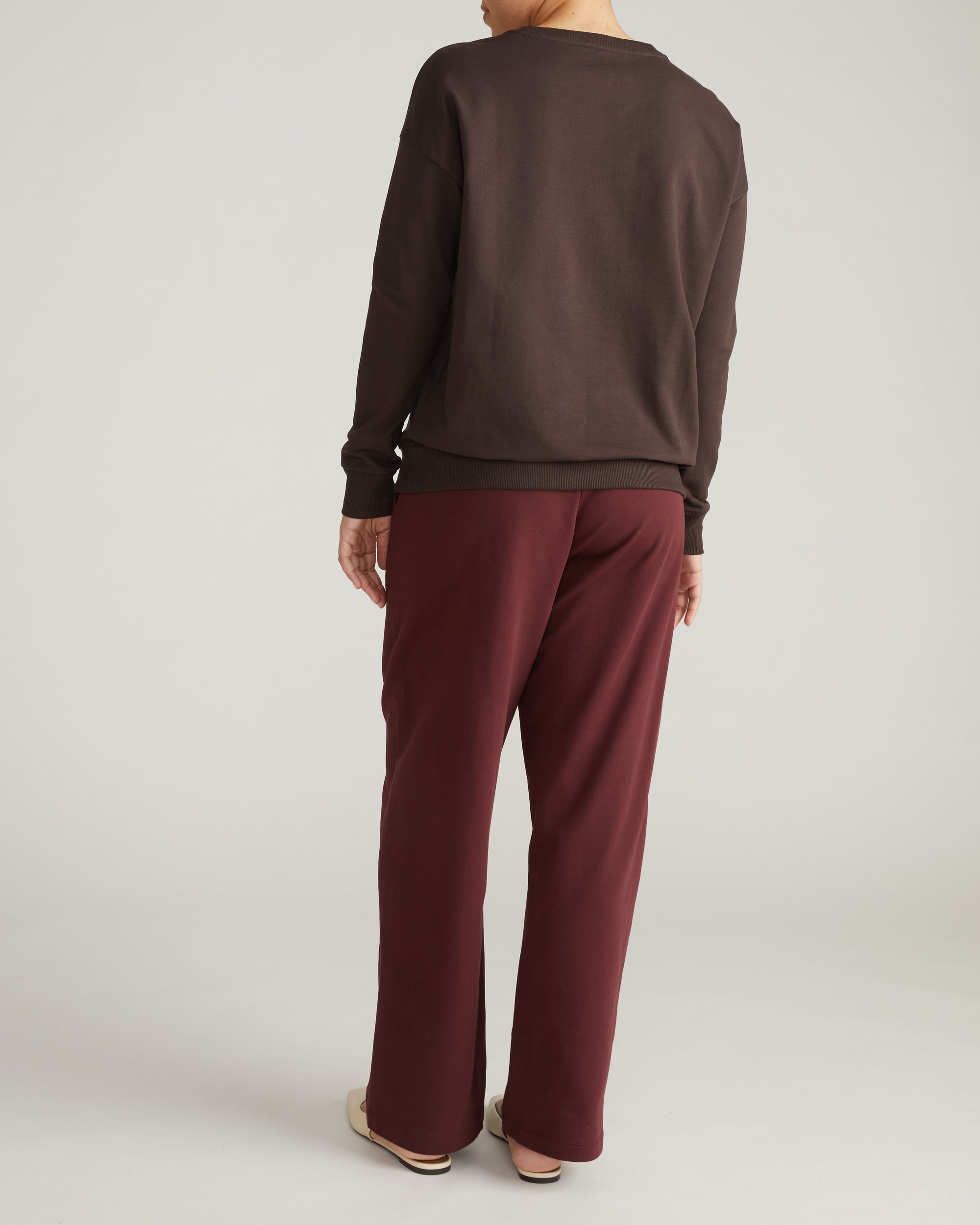Woman wearing Lauren Classic Sweatshirt - Deep Brown from Universal Standard