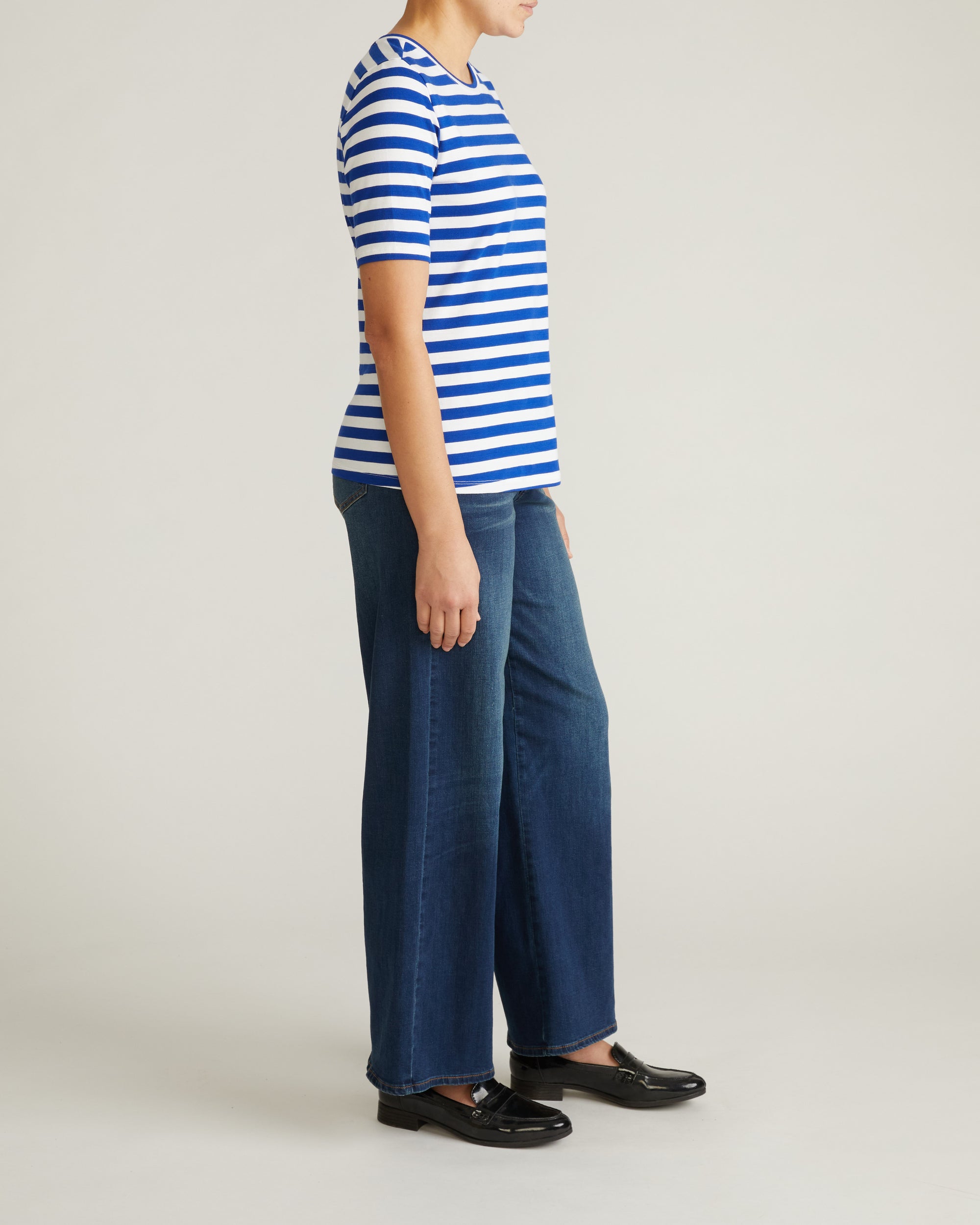 Maia Stovepipe Sleeve Tee - Hammersmith Blue/White Stripe | Plus Size & Straight Size Women's Fashion | Universal Standard