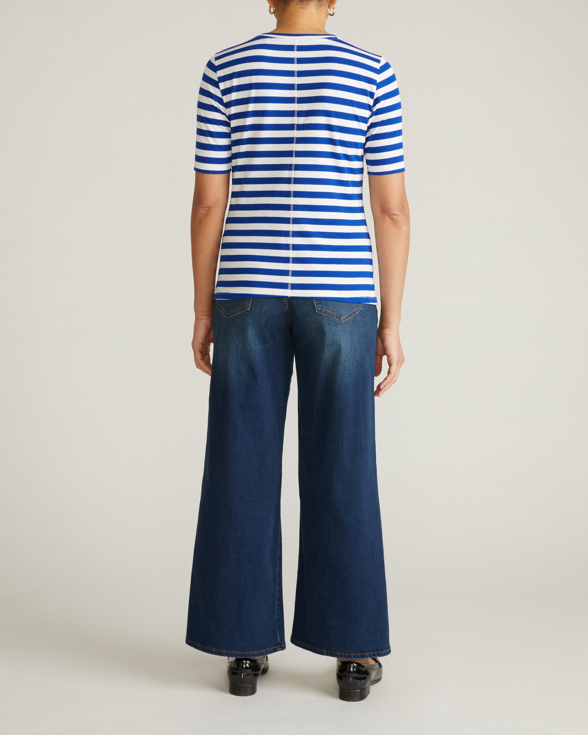 Maia Stovepipe Sleeve Tee - Hammersmith Blue/White Stripe | Plus Size & Straight Size Women's Fashion | Universal Standard