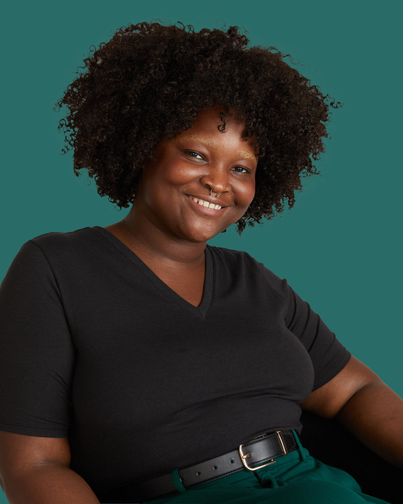 Maia Stovepipe Sleeve V Neck Tee - Black