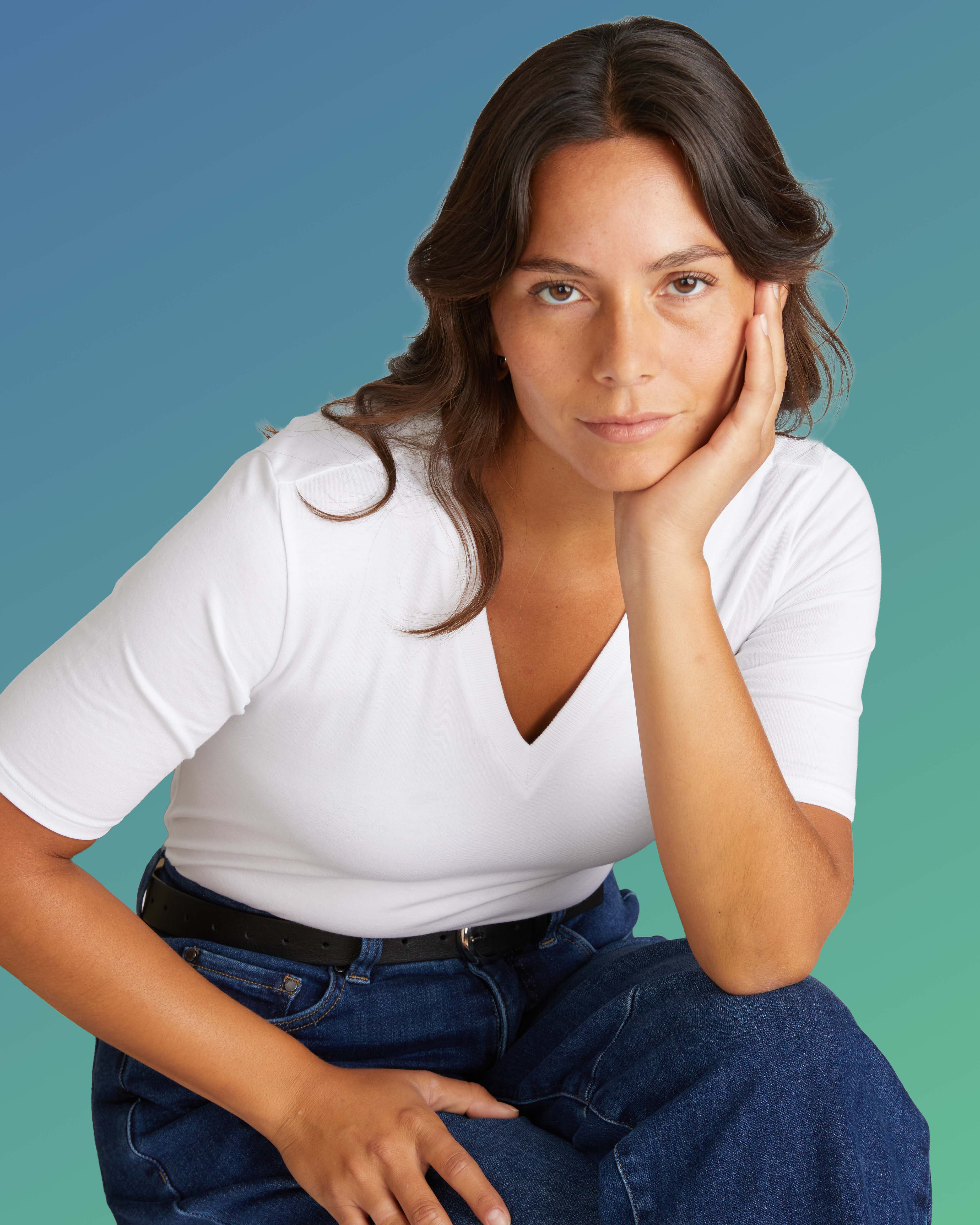 Maia Stovepipe Sleeve V Neck Tee - White | Plus Size & Straight Size Women's Fashion | Universal Standard