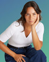 Maia Stovepipe Sleeve V Neck Tee - White | Plus Size & Straight Size Women's Fashion | Universal Standard