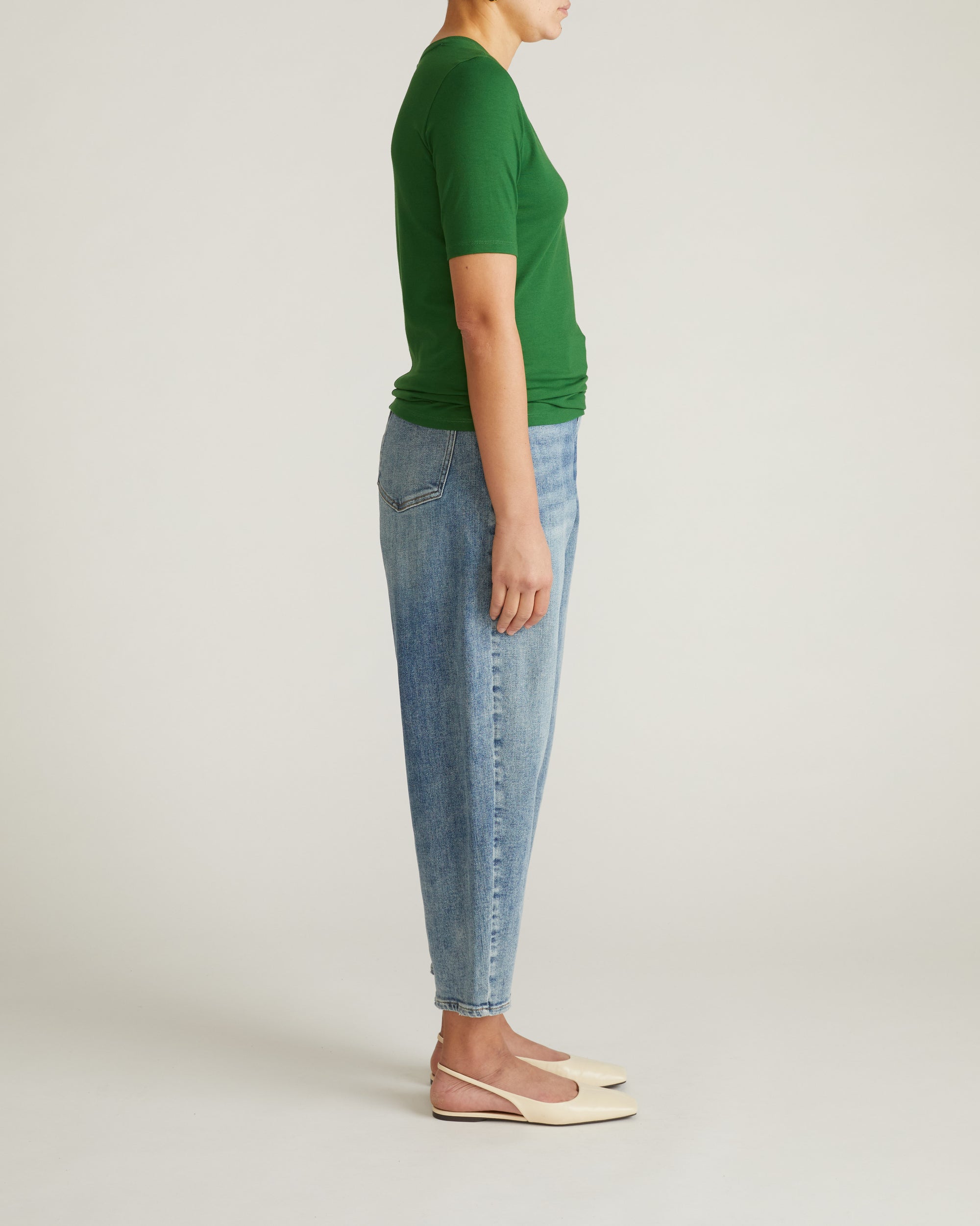 Maia Stovepipe Sleeve V Neck Tee - Green Park | Plus Size & Straight Size Women's Fashion | Universal Standard