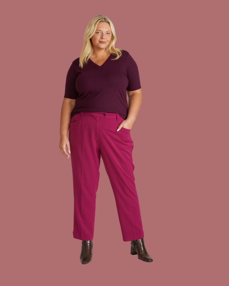 Maia Stovepipe Sleeve V Neck Tee - Gamay