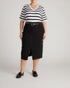 Maia Stovepipe Sleeve V Neck Tee - Black/White Stripe | Plus Size & Straight Size Women's Fashion | Universal Standard