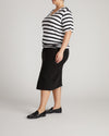Maia Stovepipe Sleeve V Neck Tee - Black/White Stripe | Plus Size & Straight Size Women's Fashion | Universal Standard