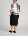 Maia Stovepipe Sleeve V Neck Tee - Black/White Stripe | Plus Size & Straight Size Women's Fashion | Universal Standard