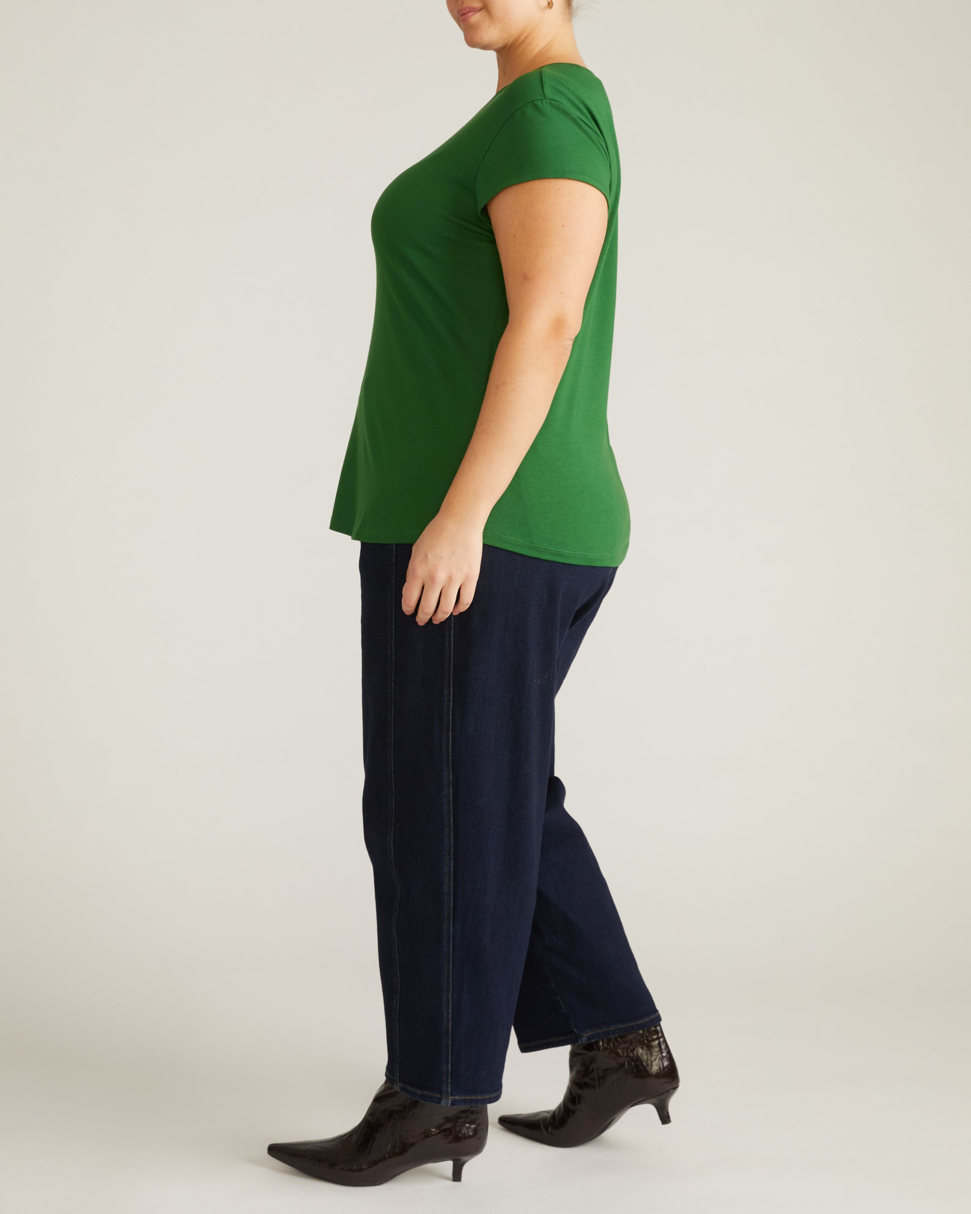 Ashley Cap Sleeve Tee - Green Park | Plus Size & Straight Size Women's Fashion | Universal Standard