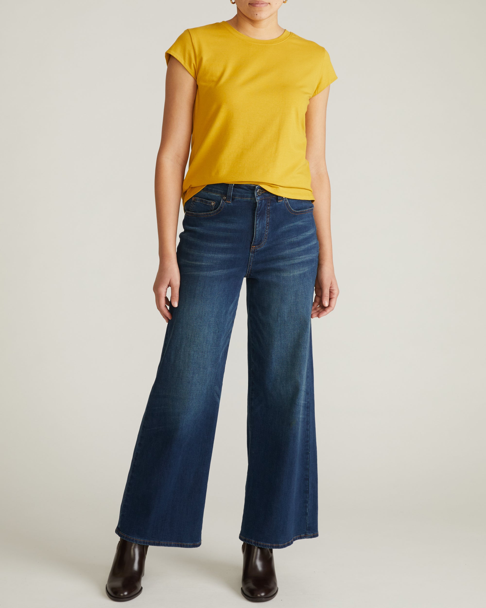Ashley Cap Sleeve Tee - Yellow Ochre | Plus Size & Straight Size Women's Fashion | Universal Standard