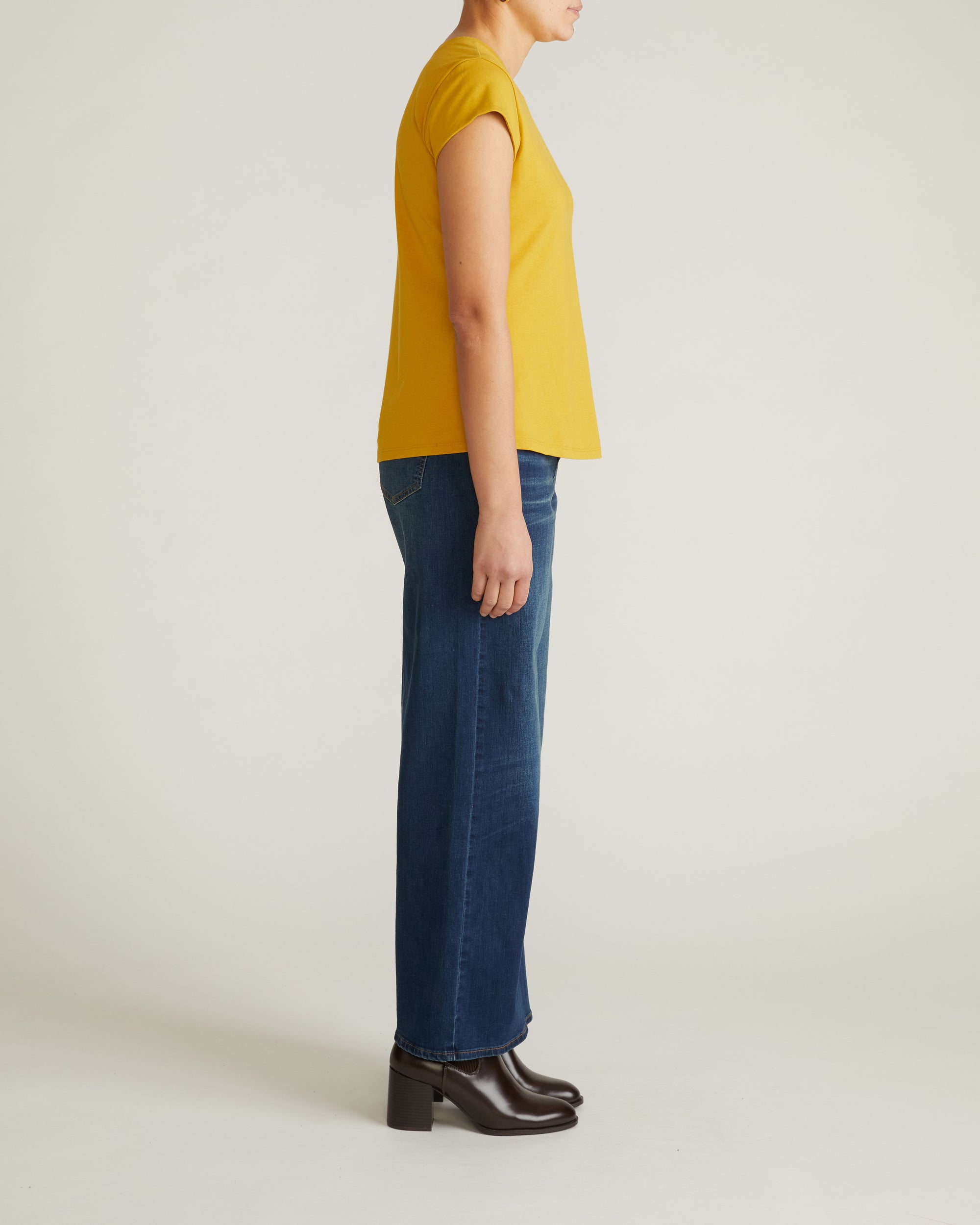 Ashley Cap Sleeve Tee - Yellow Ochre | Plus Size & Straight Size Women's Fashion | Universal Standard