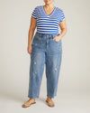 Ashley V Neck Cap Sleeve Tee - Hammersmith Blue/White Stripe | Plus Size & Straight Size Women's Fashion | Universal Standard