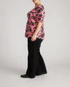 Lily Liquid Jersey V-Neck Stovepipe Tee - Pink Sgraffito Print | Plus Size & Straight Size Women's Fashion | Universal Standard