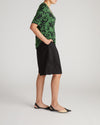 Lily Liquid Jersey V-Neck Stovepipe Tee - Green Sgrafitto Print | Plus Size & Straight Size Women's Fashion | Universal Standard