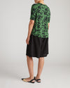 Lily Liquid Jersey V-Neck Stovepipe Tee - Green Sgrafitto Print | Plus Size & Straight Size Women's Fashion | Universal Standard