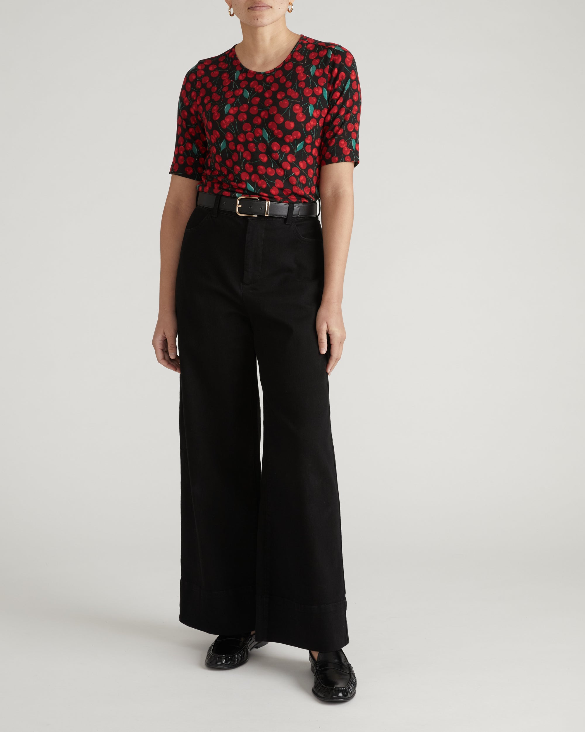 Lily Liquid Jersey Crew Neck Stovepipe Tee - Very Cherry Print | Plus Size & Straight Size Women's Fashion | Universal Standard