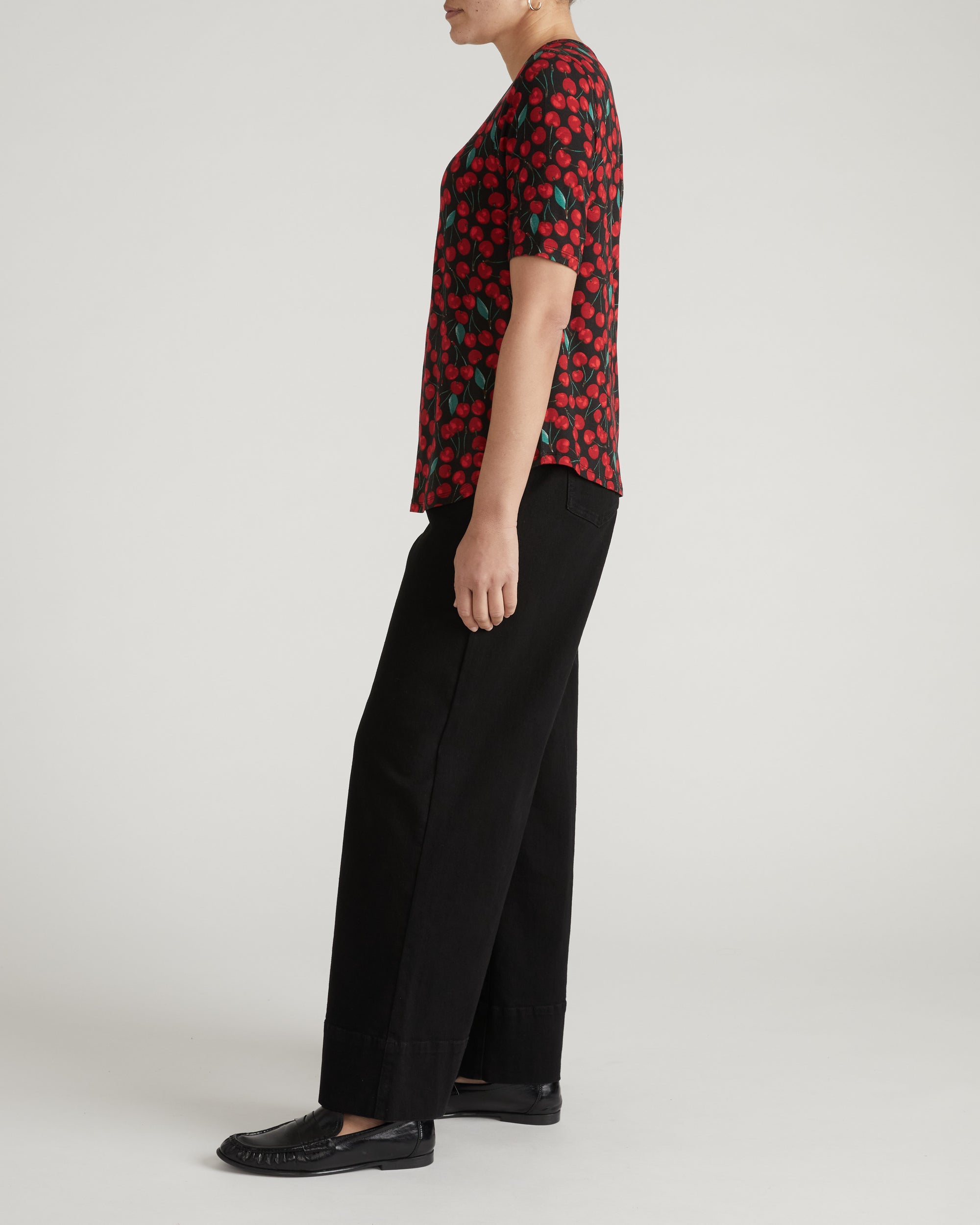 Lily Liquid Jersey Crew Neck Stovepipe Tee - Very Cherry Print | Plus Size & Straight Size Women's Fashion | Universal Standard