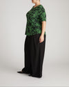 Lily Liquid Jersey Crew Neck Stovepipe Tee - Green Sgrafitto Print | Plus Size & Straight Size Women's Fashion | Universal Standard