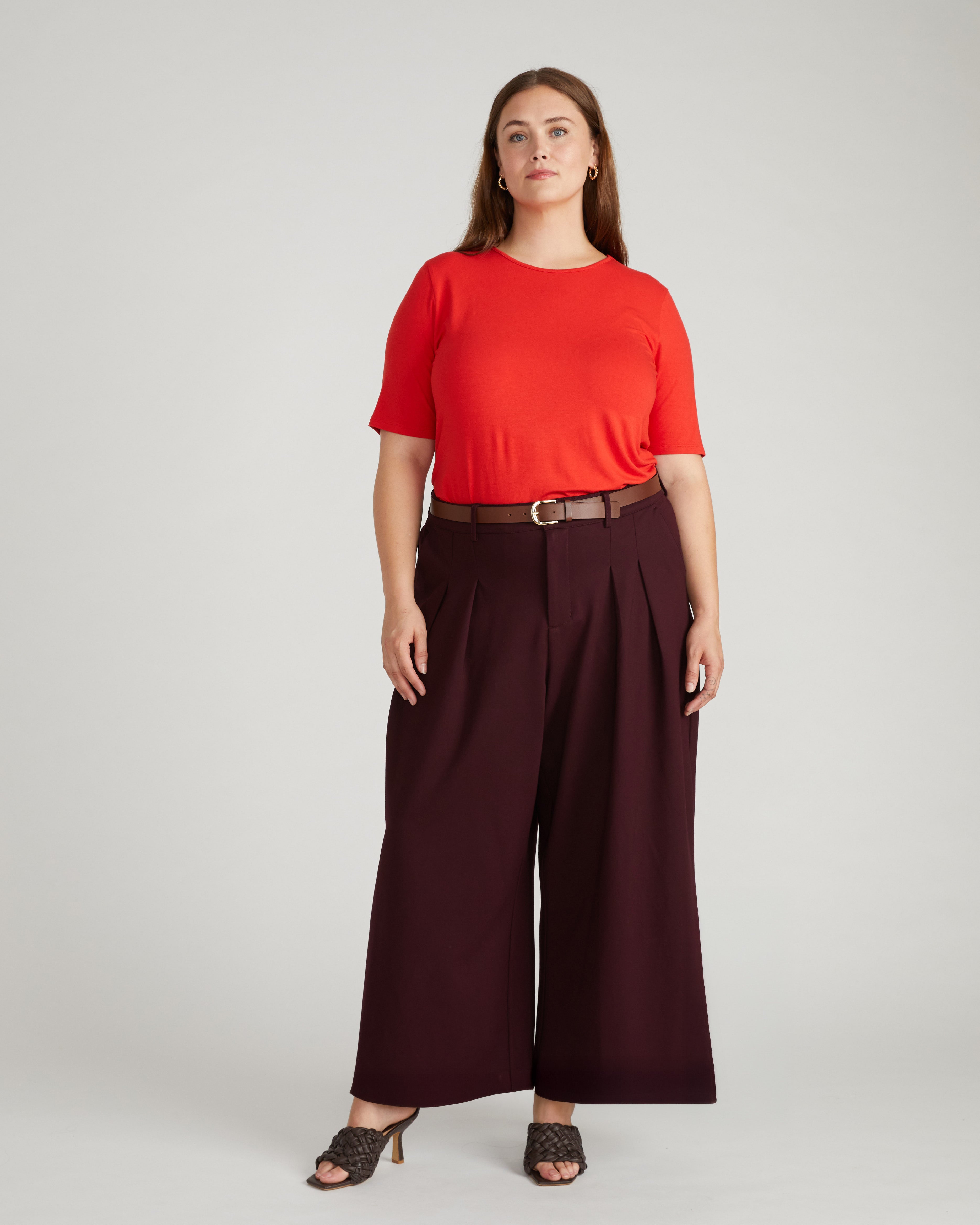 Palais Wide Leg Ponte Pants - Black Cherry – Universal Standard