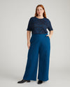 Lily Liquid Jersey Crew Neck Stovepipe Tee - Deep Teal Animal Print