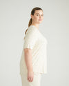 Lily Liquid Jersey V-Neck Stovepipe Tee - Galactic Print in Ecru