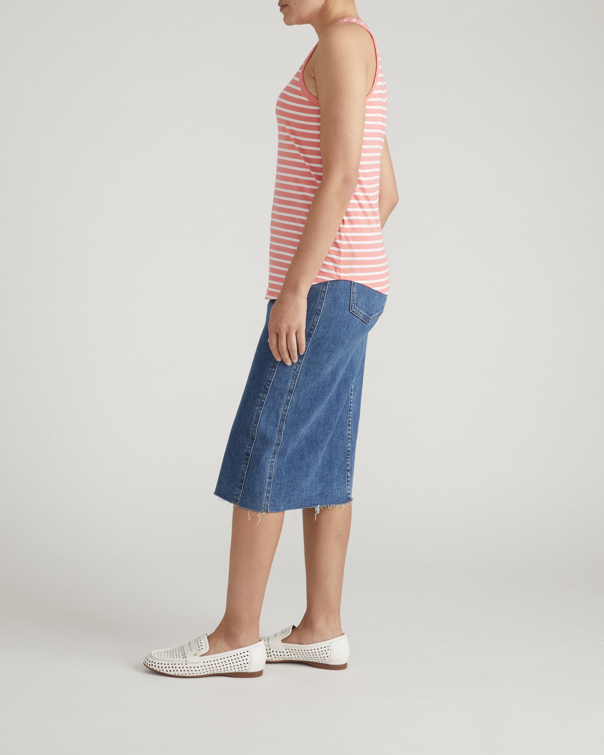 Cai High Neck Tank - Portrait Pink/White Stripe | Plus Size & Straight Size Women's Fashion | Universal Standard
