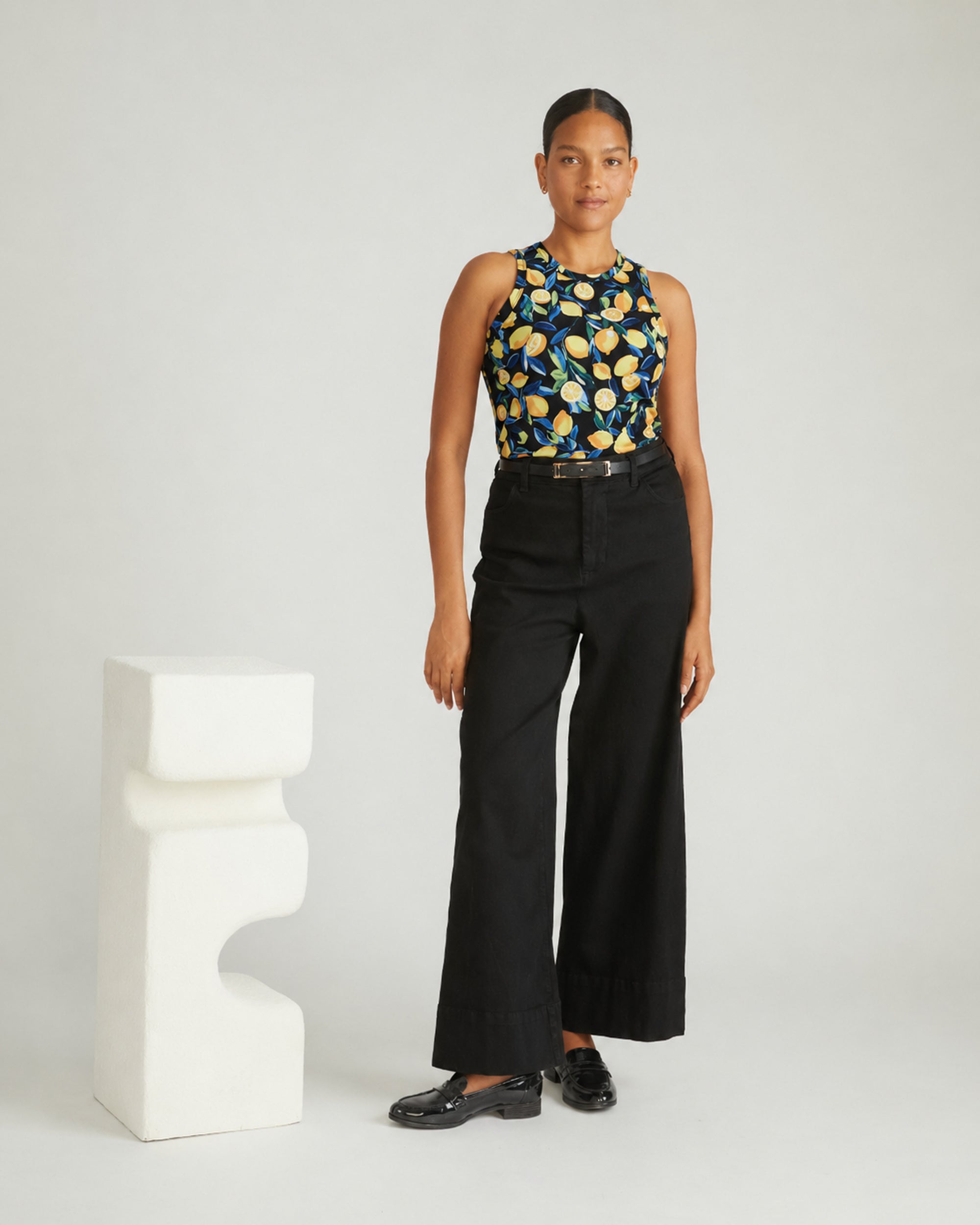 Cai High Neck Tank - Black Limoncello Print | Plus Size & Straight Size Women's Fashion | Universal Standard