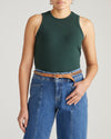 Woman wearing Cai High Neck Tank - Forest Green from Universal Standard