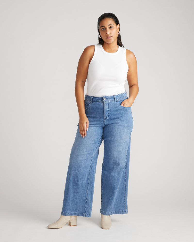 Cai High Neck Ribbed Tank - White