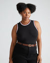Cai High Neck Tank - Black/Striped Trim