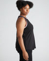 Cai High Neck Tank - Black/Striped Trim