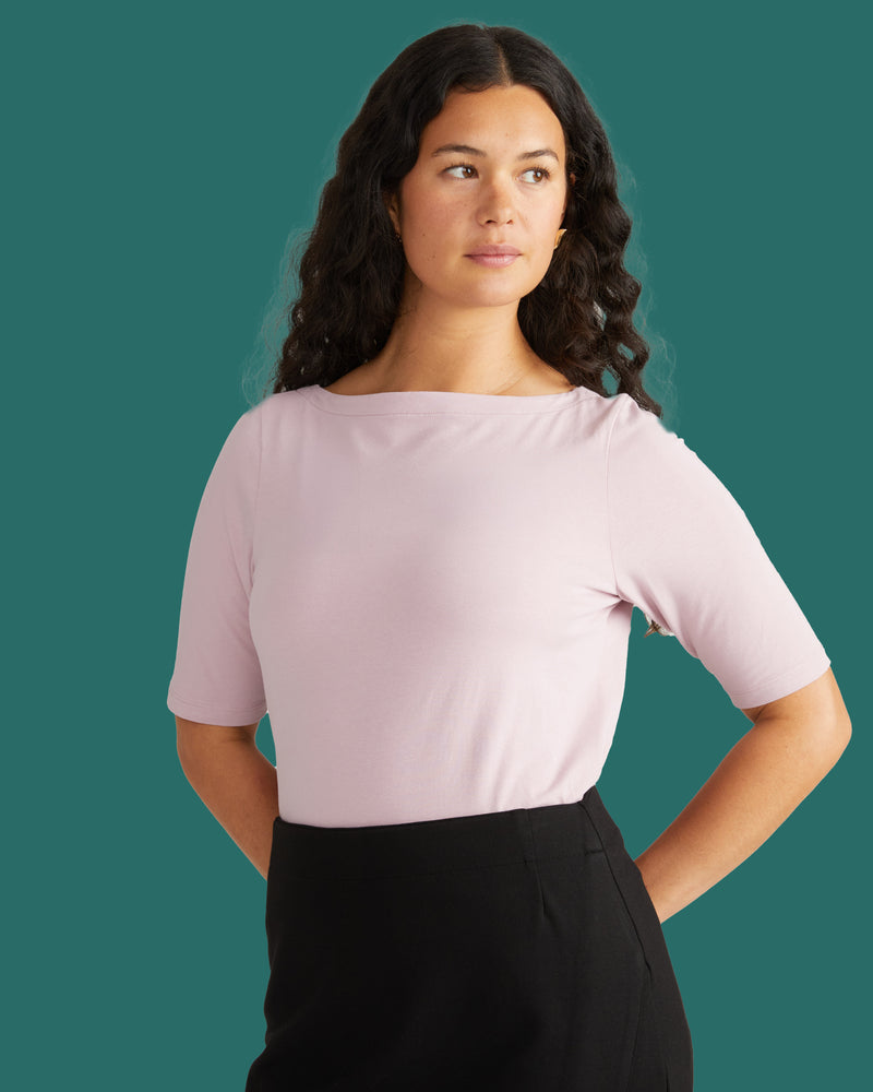 Bella Boatneck Tee - Pale Mauve