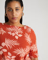 Bella Boatneck Tee - Palm Print in Warm Russet