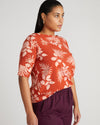 Bella Boatneck Tee - Palm Print in Warm Russet