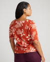 Bella Boatneck Tee - Palm Print in Warm Russet