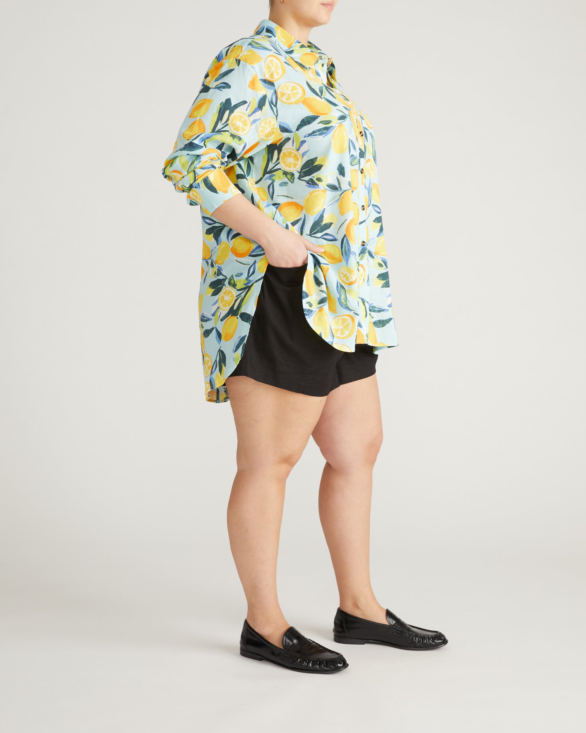 Dawn Linen Blend Hi Low Tunic - Limoncello Print | Plus Size & Straight Size Women's Fashion | Universal Standard