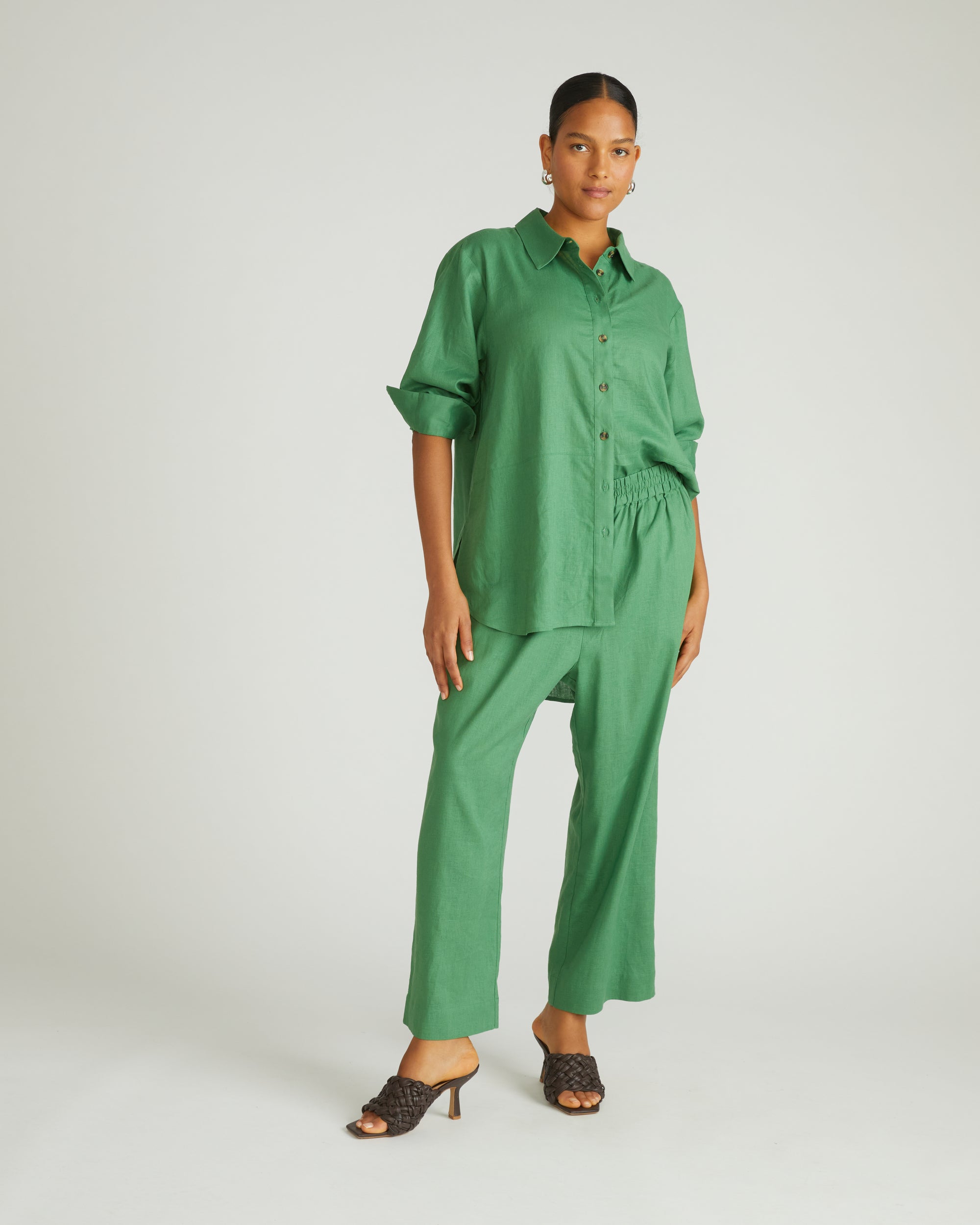 Dawn Linen Hi Low Tunic - Clover