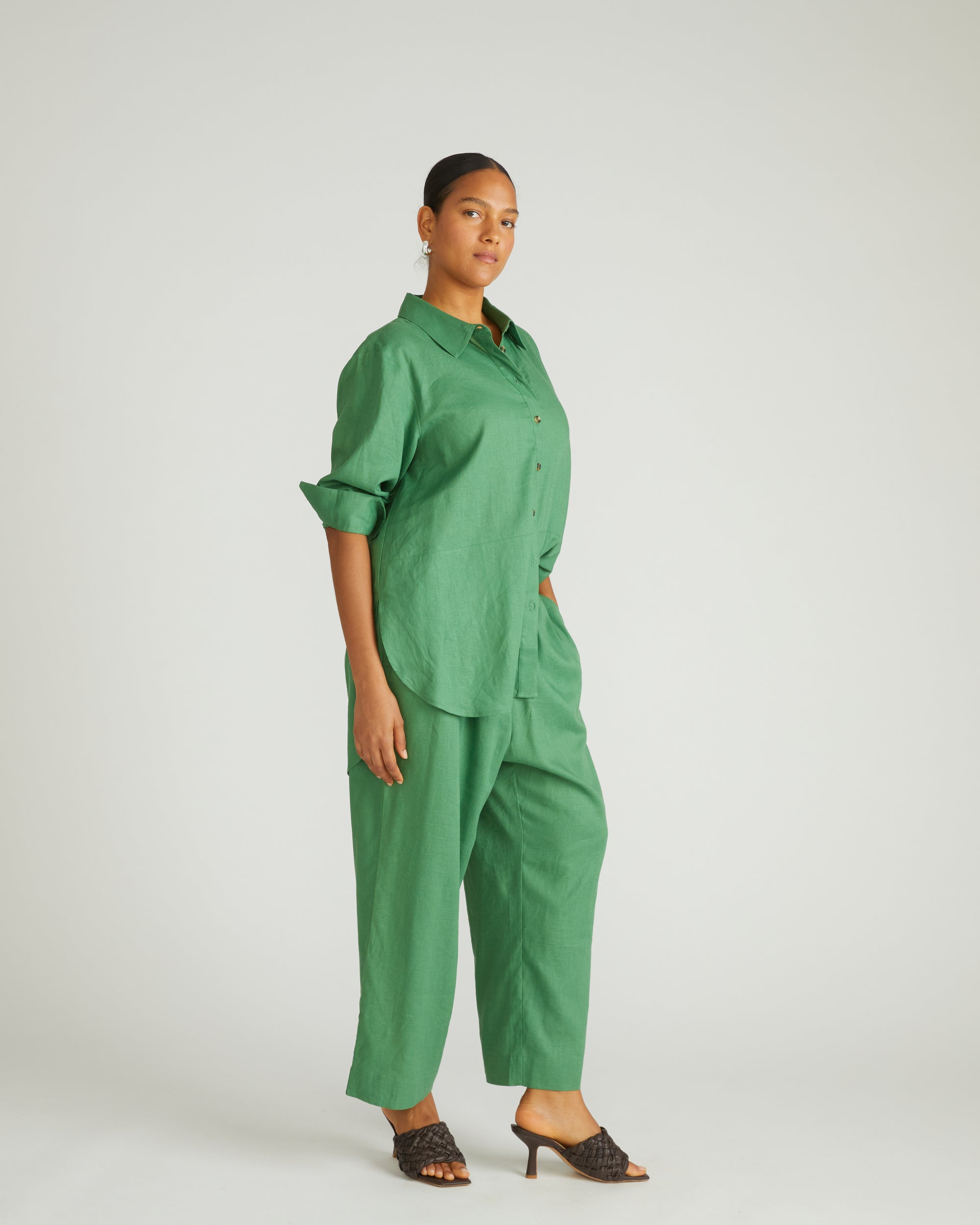 Dawn Linen Hi Low Tunic - Clover