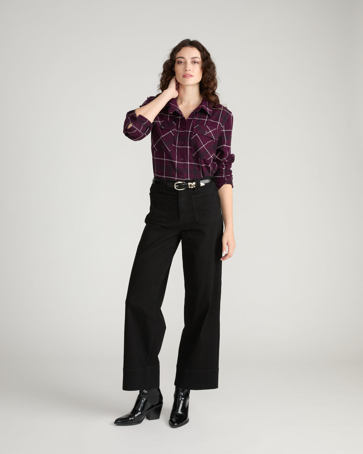Maine Stretch Flannel Shirt - Gamay Windowpane Plaid