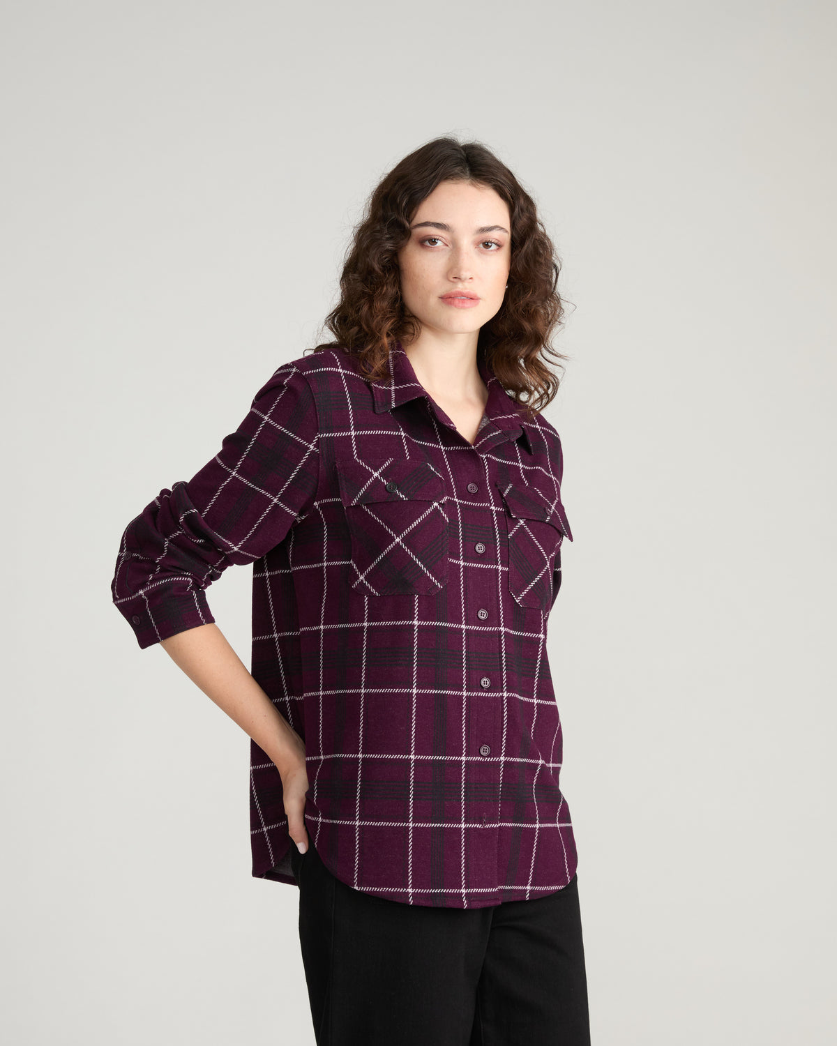 Maine Stretch Flannel Shirt - Gamay Windowpane Plaid