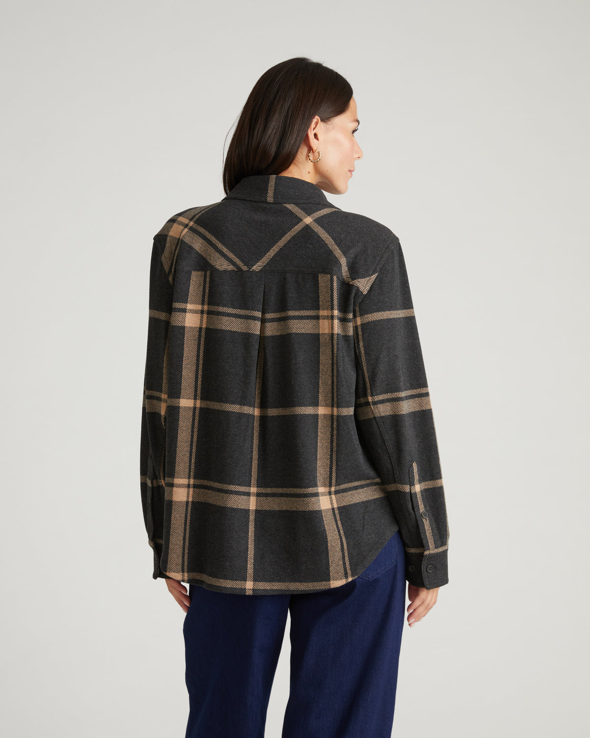 Maine Stretch Flannel Shirt - Mushroom Cap Plaid | Plus Size & Straight Size Women's Fashion | Universal Standard