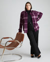 Woman wearing Maine Stretch Flannel Shirt - Jam Plaid from Overstock Sale